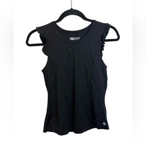 Lija Black Ruffle Sleeve Active Tank